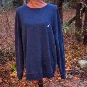 Nautica Men's Navy Crew Neck Long Sleeve Pullover Sweatshirt w/ Sailboat Logo